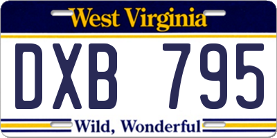 WV license plate DXB795