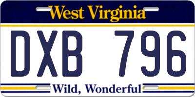 WV license plate DXB796
