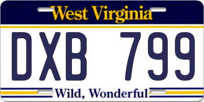 WV license plate DXB799