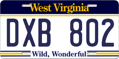 WV license plate DXB802