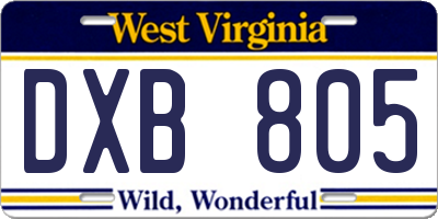WV license plate DXB805