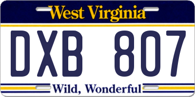WV license plate DXB807