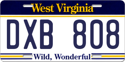 WV license plate DXB808