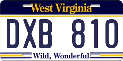 WV license plate DXB810