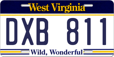 WV license plate DXB811