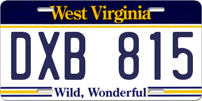 WV license plate DXB815