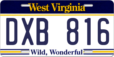 WV license plate DXB816