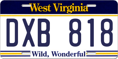 WV license plate DXB818