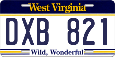 WV license plate DXB821