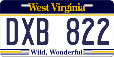 WV license plate DXB822