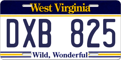 WV license plate DXB825