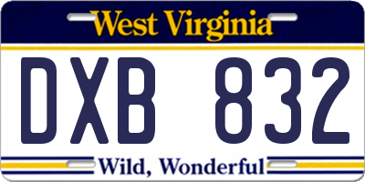 WV license plate DXB832