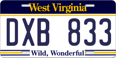 WV license plate DXB833