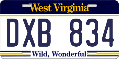 WV license plate DXB834