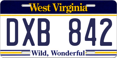 WV license plate DXB842