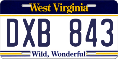 WV license plate DXB843