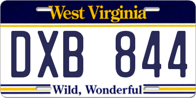 WV license plate DXB844