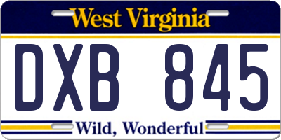 WV license plate DXB845