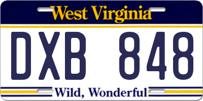 WV license plate DXB848
