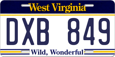 WV license plate DXB849