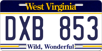 WV license plate DXB853