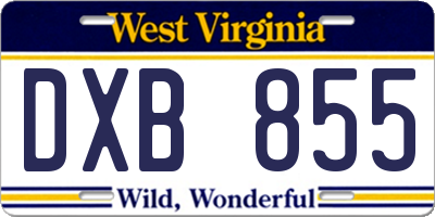 WV license plate DXB855