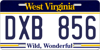 WV license plate DXB856