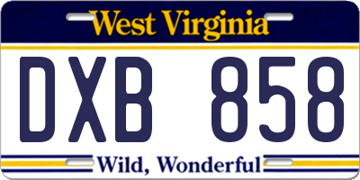 WV license plate DXB858