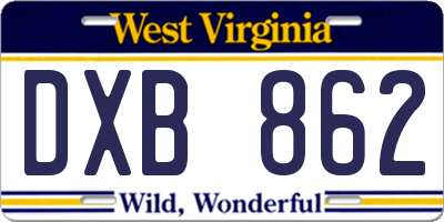 WV license plate DXB862