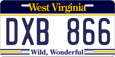 WV license plate DXB866