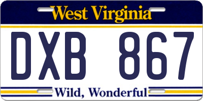 WV license plate DXB867