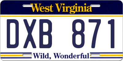 WV license plate DXB871
