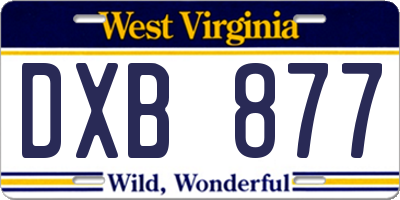 WV license plate DXB877