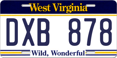 WV license plate DXB878