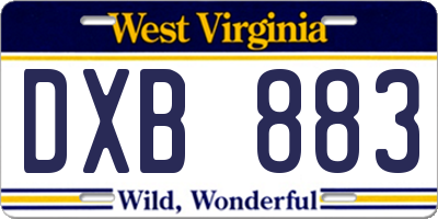 WV license plate DXB883
