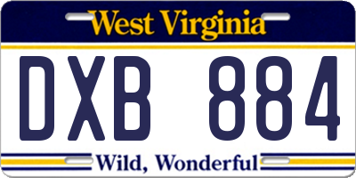 WV license plate DXB884