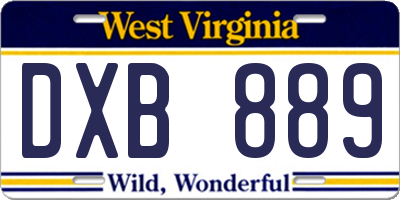 WV license plate DXB889
