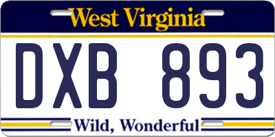 WV license plate DXB893