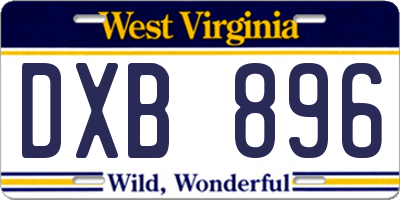 WV license plate DXB896