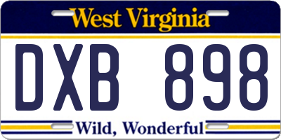 WV license plate DXB898