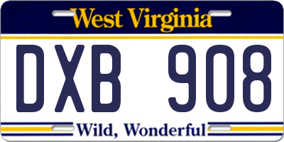 WV license plate DXB908