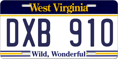 WV license plate DXB910