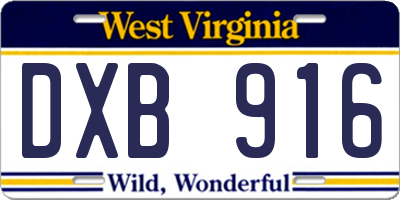 WV license plate DXB916
