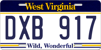 WV license plate DXB917