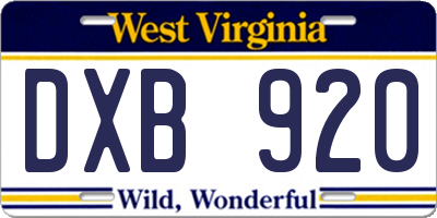 WV license plate DXB920