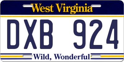 WV license plate DXB924