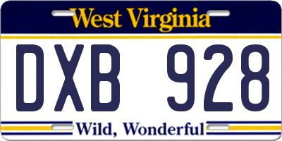 WV license plate DXB928