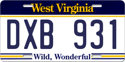 WV license plate DXB931
