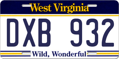 WV license plate DXB932