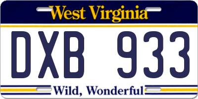 WV license plate DXB933